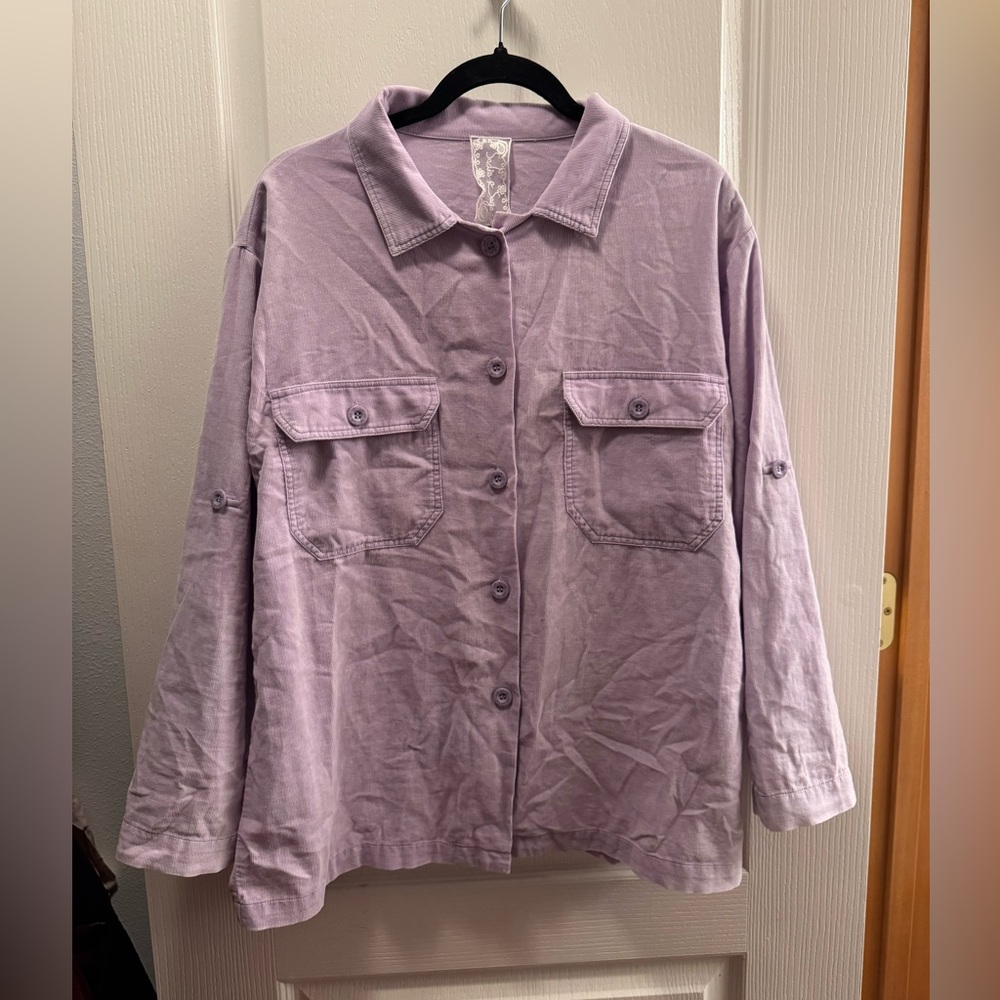Sadie & Sage Lavender Corduroy Shacket Overshirt Size Small